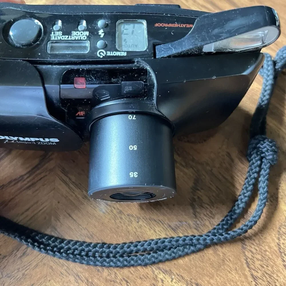 Olympus READ MJU Zoom 35mm Point & Shoot Film Camera, Black Tested